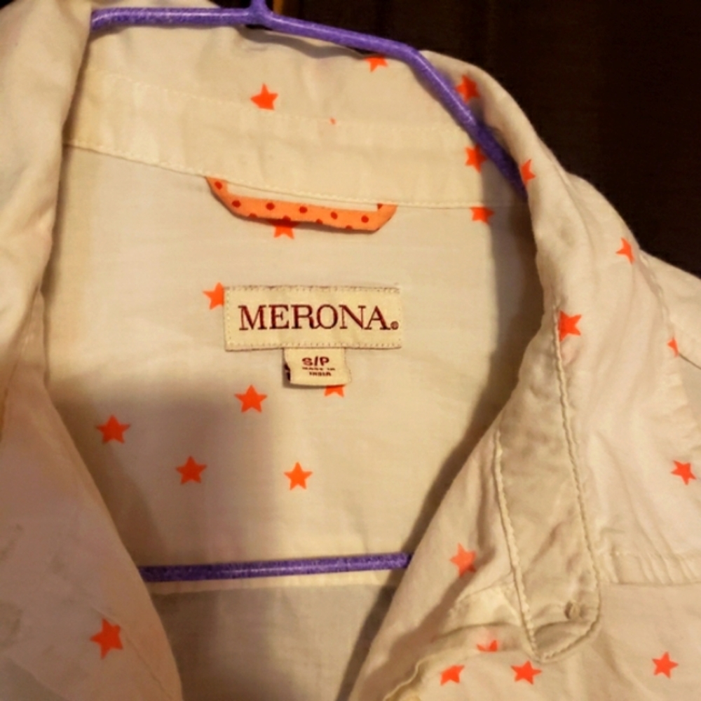 Star print button down shirt
